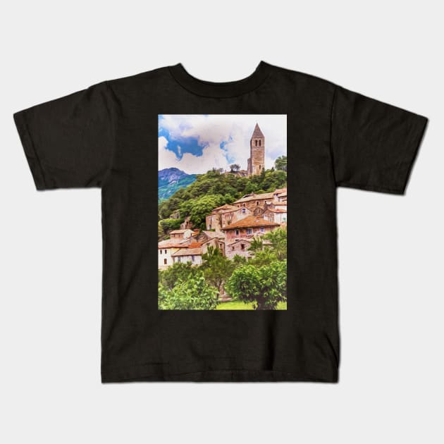 Olargues Village in Southern France Kids T-Shirt by IanWL